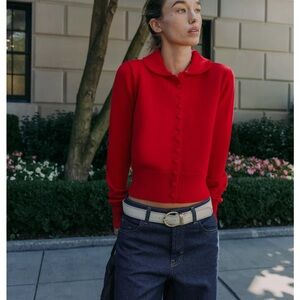 Zara Vibrant Red Knit Cardigan